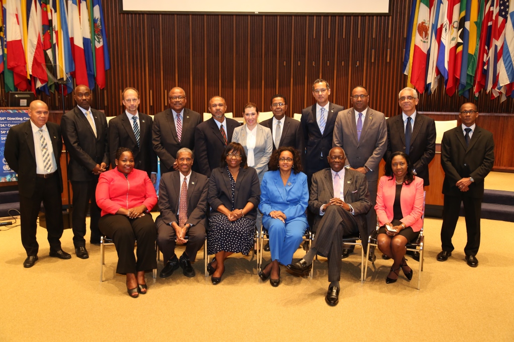 Assistant Secretary General, Human and Social Development at the CARICOM Secretariat Dr. Douglas Slater (seated, second from left) with Health Ministers