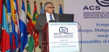 H.E Alfonso M&uacute;nera, Secretary General of the Association of Caribbean States (ACS) addresses participants during the Opening Ceremony of the Caribbean Sea Commission Symposium titled &ldquo;Challenges, Dialogue and Cooperation towards the Sust