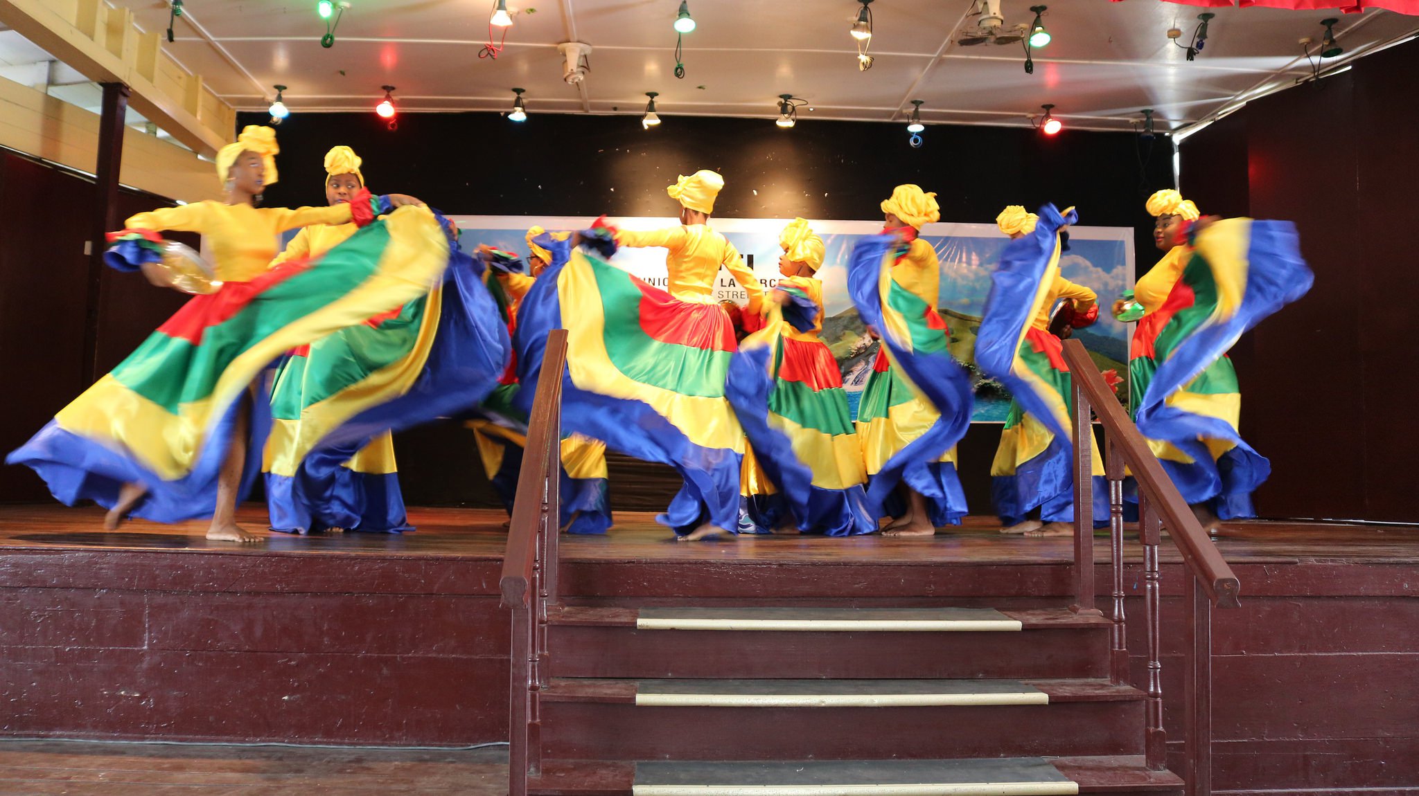 A riot of colour as Form 3C performs a Haitian dance