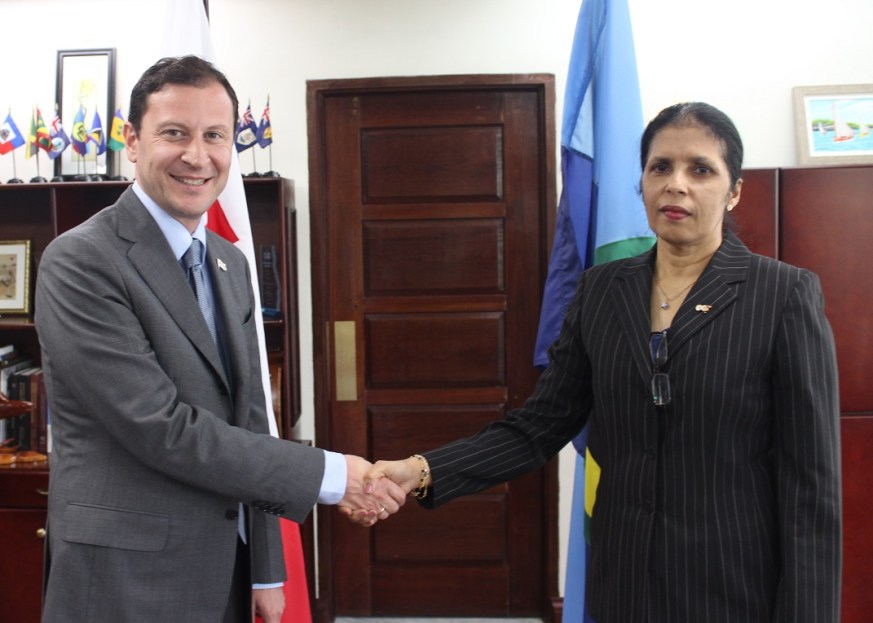 CARICOM Deputy Secretary-General Ambassador Manorma Soeknandan welcomes new Ambassador of Georgia to CARICOM HE David Solomonia