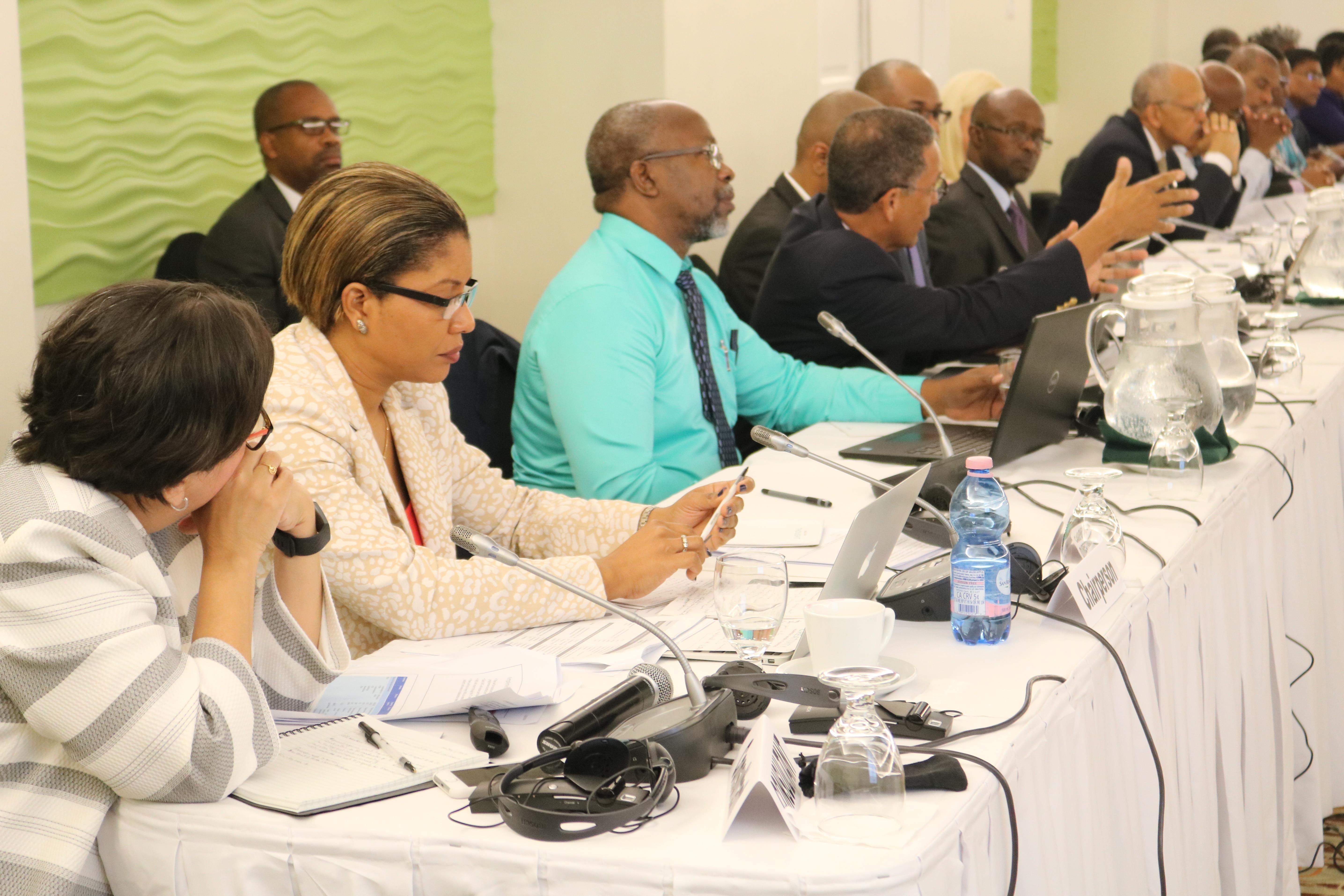 Chairman of the Meeting and EPA Coordinator, Government of Saint Lucia (2nd left) Ms. Lisa Louis Philip, and other participants on the second day of the consultation