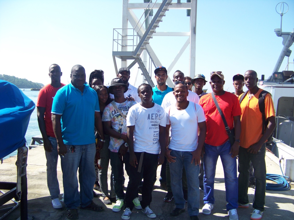 The first cohort on their first day, September 28, 2015, at the Caribbean Fisheries Training and Development Institute in Trinidad, where they will be trained in techniques that improve their safety at sea. (Photo via CDB)