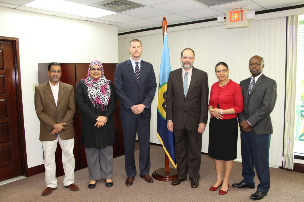 (l-r) Mr. Neville Bissember, Advisor to the CARICOM Secretary-General; Ms. Safiya Ali, General Counsel CARICOM Secretariat; Mr Steven Malby, Head of Law Development, Rule of Law Division, Commonwealth Secretariat; Ambassador Irwin LaRocque, CARICOM S