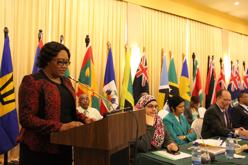 Her Excellency Sieglien Burlerson, Minister of Trade and Industry of Suriname addresses the opening ceremony of the 41st Meeting of the Council for Trade and Economic Development (COTED), Pegasus Hotel, Georgetown, Guyana, 12 November, 2015
