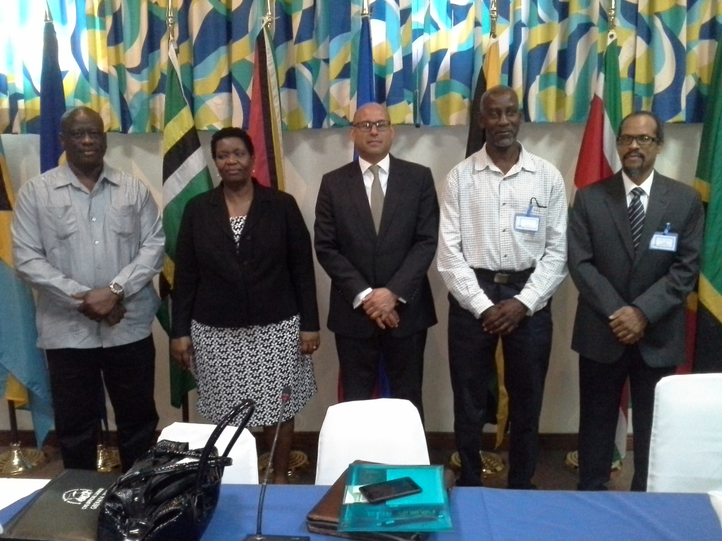 From left to right: Justin Rennie, Chief Fisheries Officer, Grenada; Mrs. Marilyn Austin-Cadore, Permanent Secretary, Ministry of Agriculture, Lands, Forestry, Fisheries and the Environment of Grenada; Hon. Simon Steele, Senator &amp; Parliamentary S