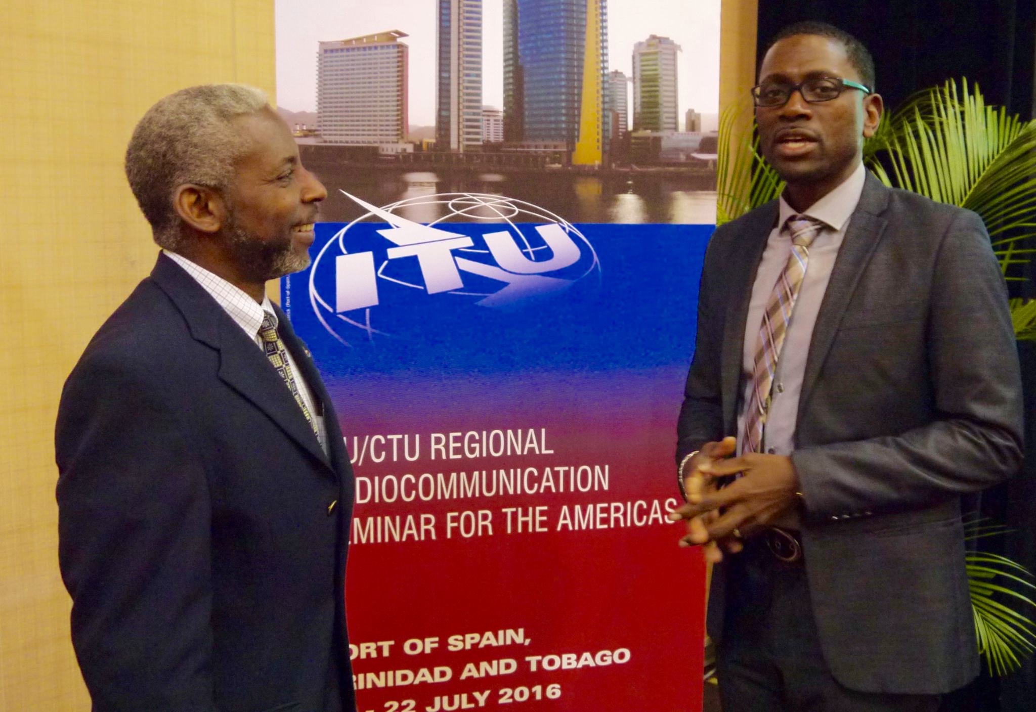 Nigel Cassimire, Acting Secretary General, Caribbean Telecommunications Union, left, and Cleveland Thomas, ITU Area Representative for the Caribbean at International Telecommunication Union, at the Regional Radiocommunication Seminar for the Americas