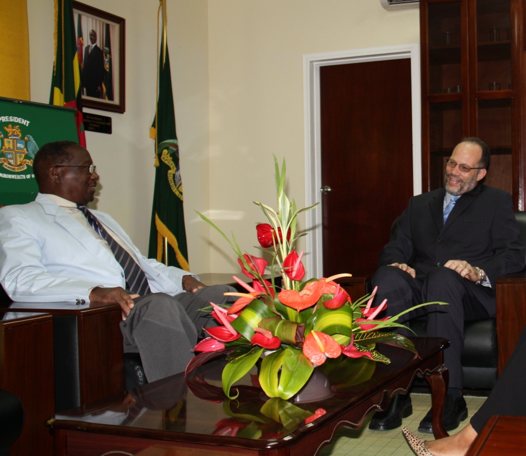 FLASHBACK: Dr. Nicholas Liverpool and CARICOM Secretary-General, Ambassador Irwin LaRocque during a courtesy call the Secretary-General while he was in Dominica in October, 2011