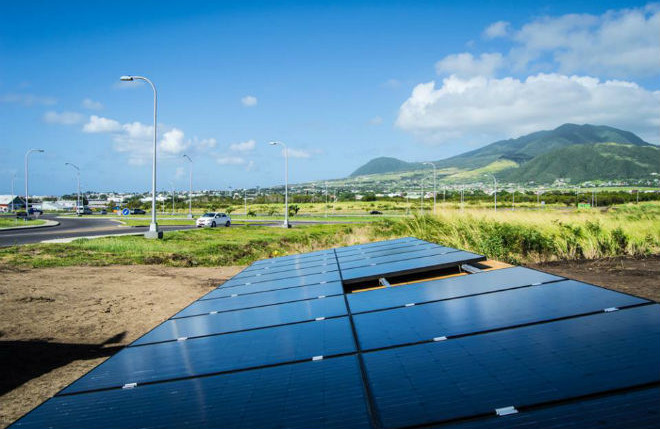 First panels of the new solar farm