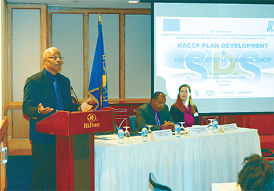 Gregg Rawlins, IICA representative in T&amp;T, speaking at the workshop on Hazard Analysis Critical Control Points (HACCP) Plan Development and Implementation.