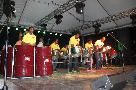 Antigua and Barbuda Steel Orchestra on the main stage at CARIFESTA XI, Paramaribo, Suriname