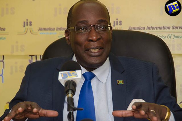Minister of Education, Youth and Information, Senator Ruel Reid, addresses a recent JIS Think Tank. (Photo via JIS)