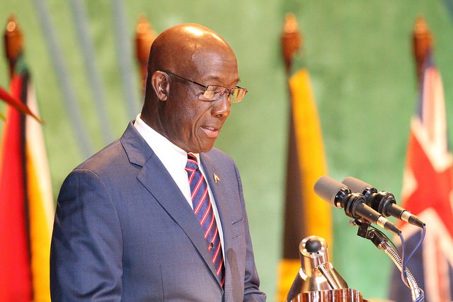 Dr. The Hon. Keith Rowley, delivers his inaugural address at the opening of the 37th meeting of the Conference of CARICOM Heads of Government in Georgetown, Guyana, Monday 4 July 2016