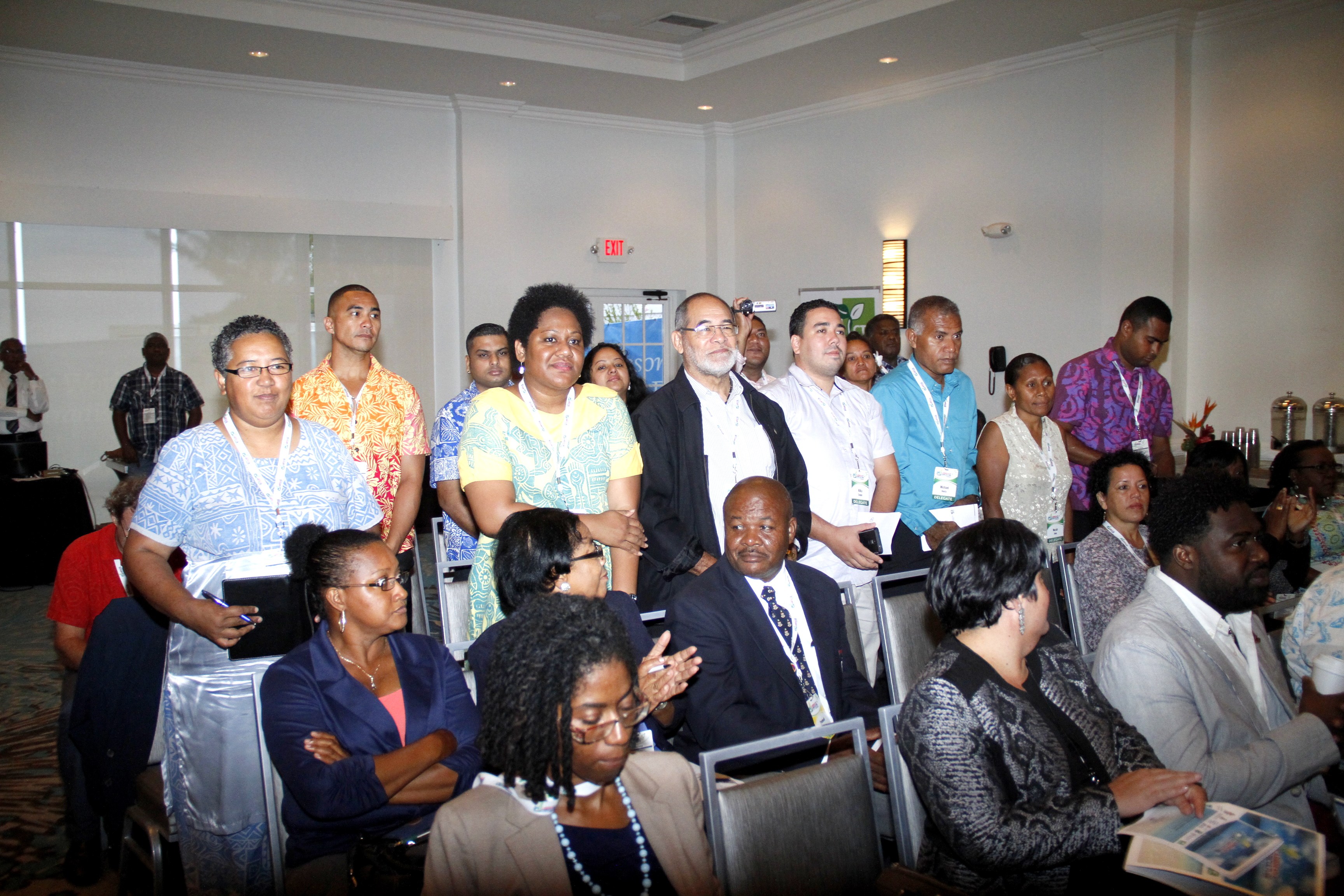 Delegates from the Pacific Islands are acknowledged during the opening ceremony of Caribbean Week of Agriculture in Grand Cayman on Wednesday, Oct. 26. (Photo by Kenton Chance)