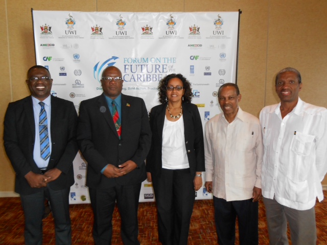 : L-R: Dereck Springer, Director PANCAP Coordinating Unit, PM Timothy Harris, Senator Wendy Phipps, Dr. Edward Greene, United Nations Secretary General&rsquo;s Special Envoy for HIV in the Caribbean and CARICOM Assistant Secretary-General, Human and
