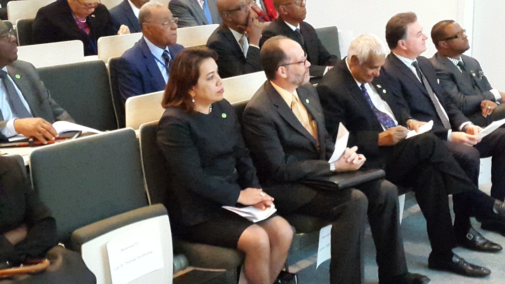 CARICOM Secretary-General Ambassador Irwin LaRocque (fourth from right) joins CARICOM Foreign Ministers at a panel discussion on Renewable Energy in Hamburg, Germany.