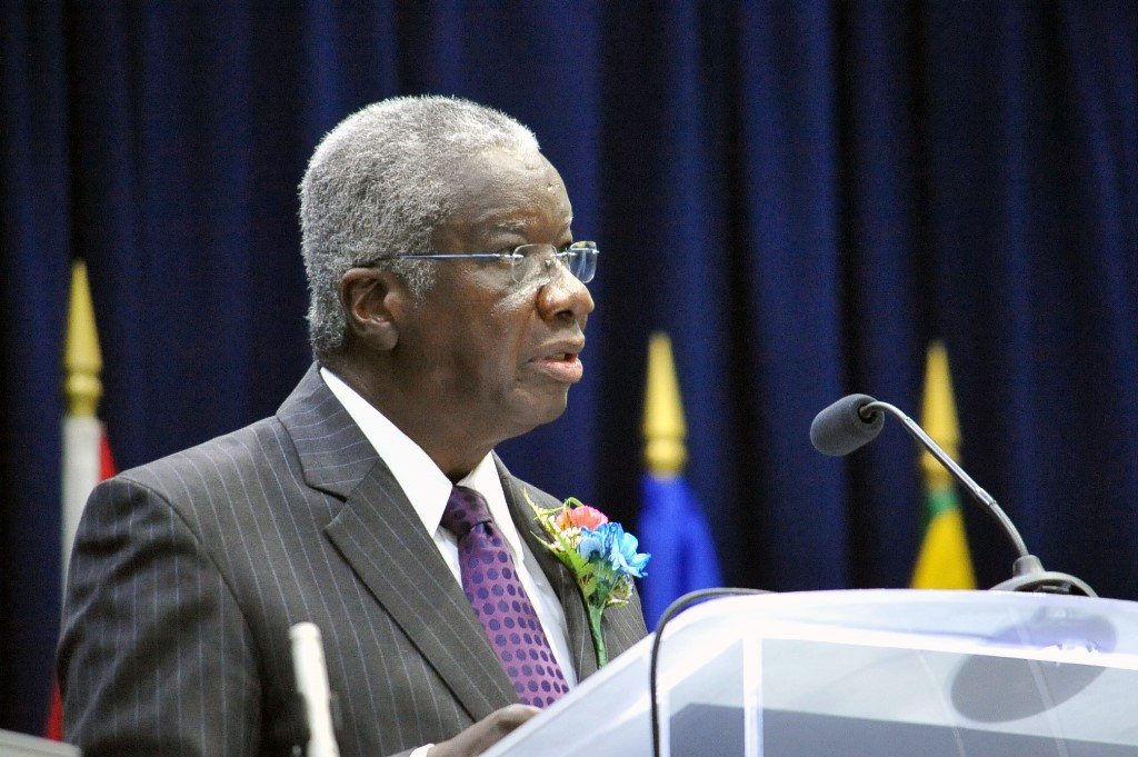The Hon, Freundel Stuart, Prime Minister of Barbados and Chairman of CARICOM delivers the keynote address at the inauguration of the Caribbean Centre for Renewable Energy and Energy Efficiency in Bridgetown, Barbados on 28 October, 2015