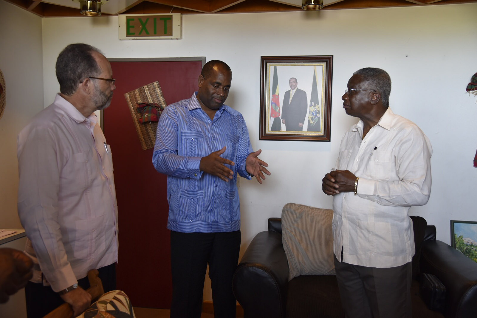 PM Skerrit welcomes PM Stuart to Dominica