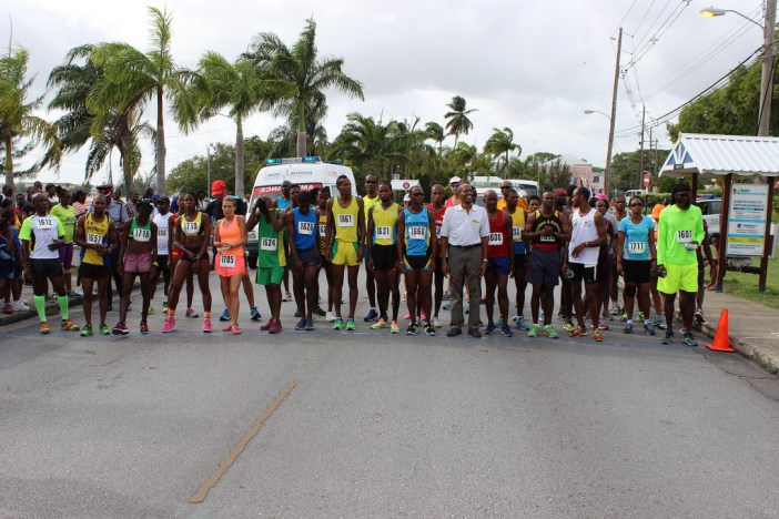 FLASHBACK: CARICOM Assistant Secretary-General, Human and Social Development Dr. Douglas Slater, prepares to run with the athletes at the CARICOM 10k race held in Barbados in 2015
