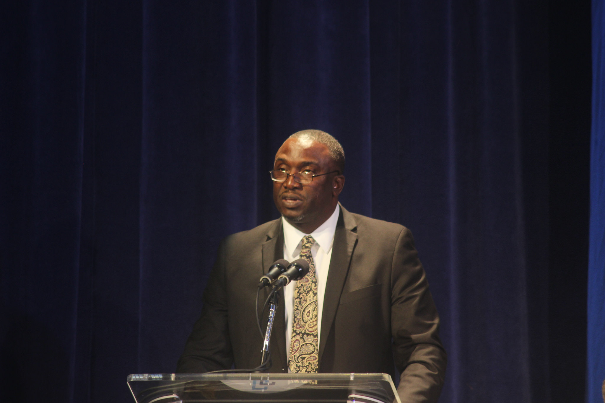 Premier of Montserrat Hon. Donaldson Romeo addresses the Opening Ceremony