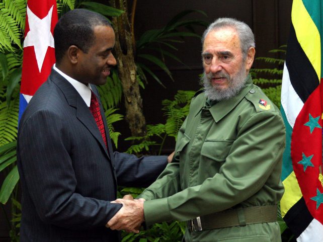 Flashback: CARICOM Chairman, Prime Minister Hon. Roosevelt Skerrit of Dominica greets then President of Cuba H.E. Fidel Castro