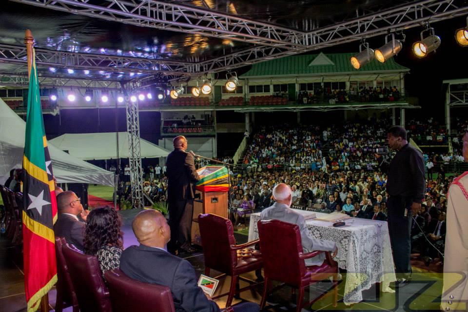 PM Harris giving remarks at Swearing In Ceremony (photo via ZIZ)