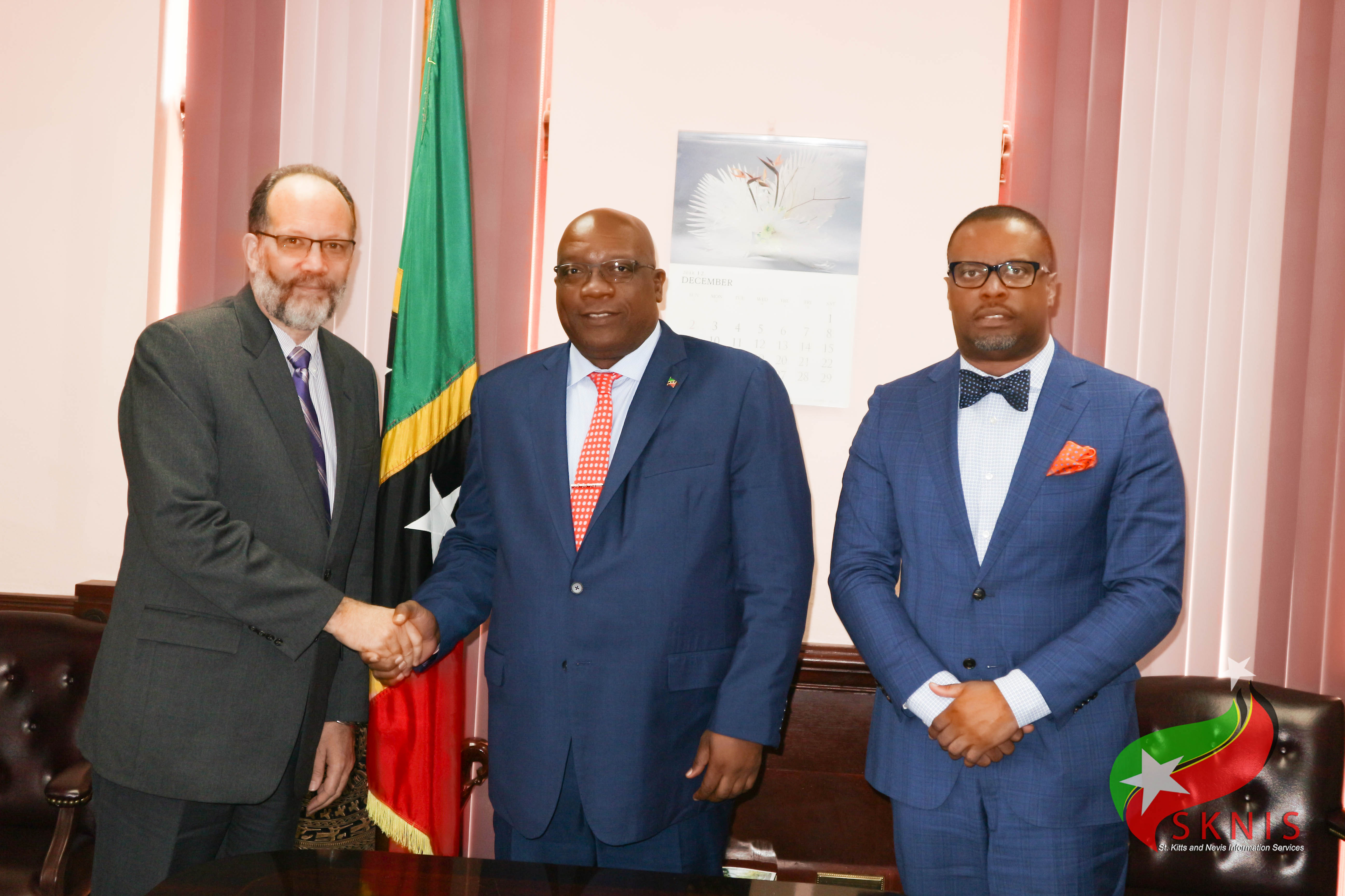 (l-r) Secretary-General, Prime Minister Harris, Foreign Minister Brantley