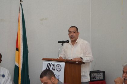 Wilmot Garnett, Representative of the Inter American Institute for Cooperation on Agriculture addressing stakeholders at the Bio-inputs workshop