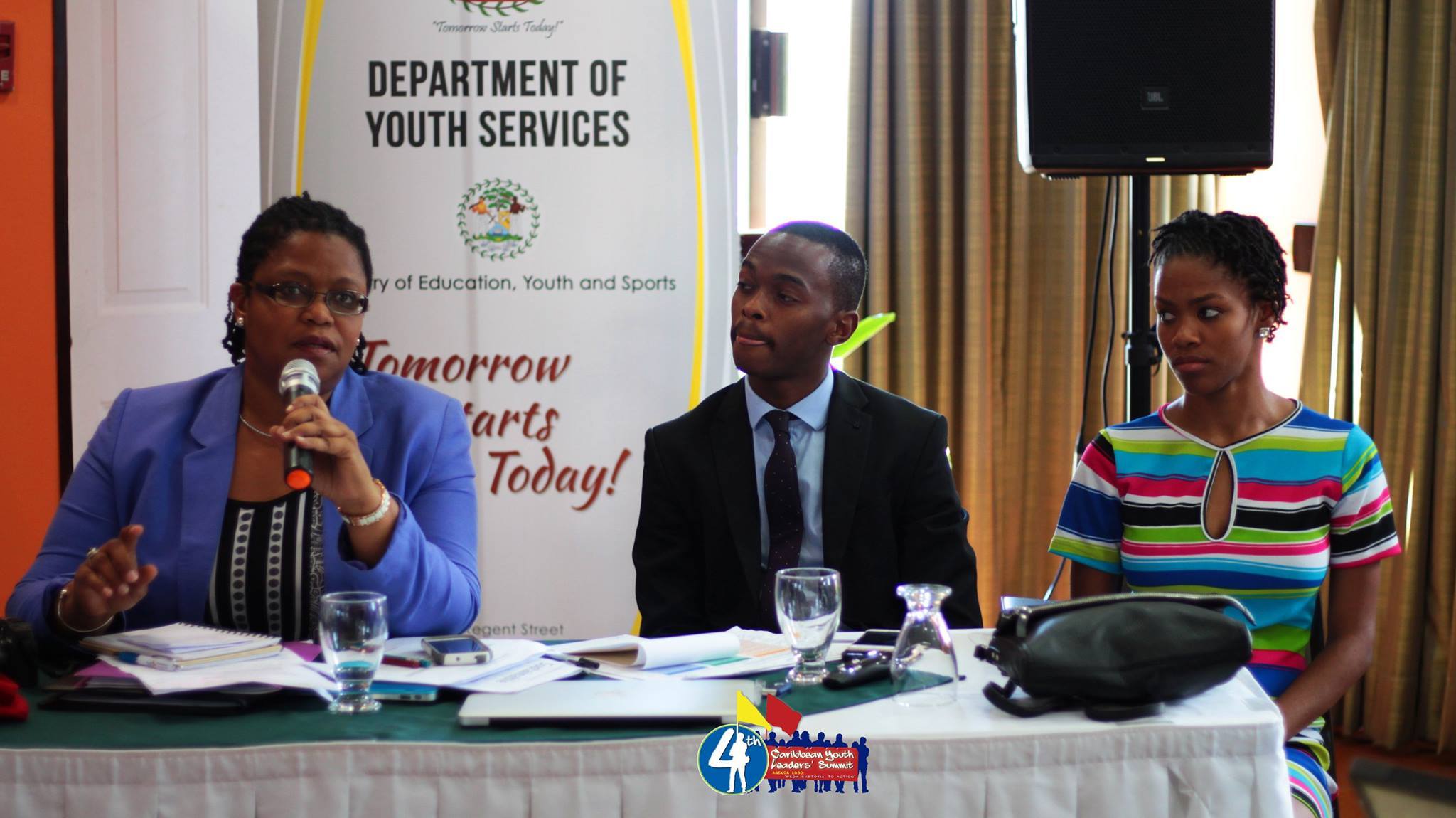 Programme Manager for Culture and Community Development at the CARICOM Secretariat Dr. Hilary Brown answering questions during the Caribbean Youth Leaders&rsquo; Summit in Belize