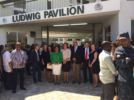 A ribbon-cutting ceremony on March 23 commemorates the opening of GHESKIO's new tuberculosis hospital in Port-au-Prince, Haiti.