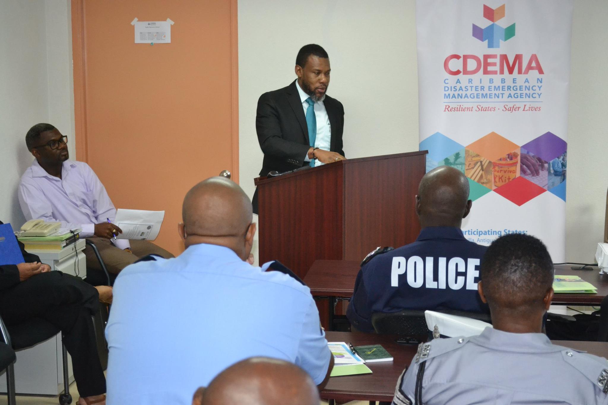Mr Ronald Jackson, Executive Director of CDEMA delivering remarks at  the opening of the 2017 CDRU training workshop