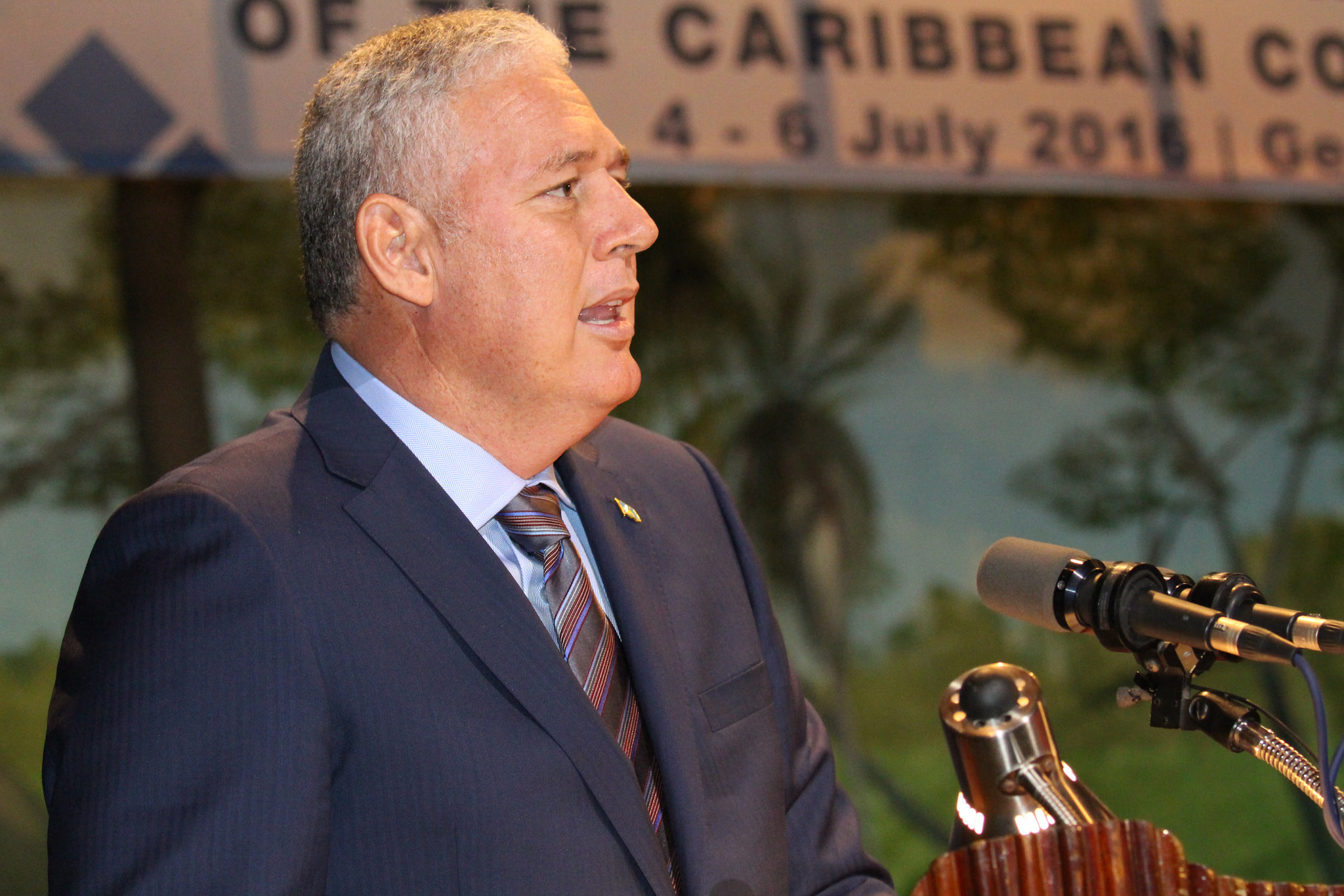 Prime Minister of Saint Lucia, the Hon. Allen Chastanet who is the most recently elected Head of Government in CARICOM, delivers his inaugural speech at the Opening Ceremony of the Summit