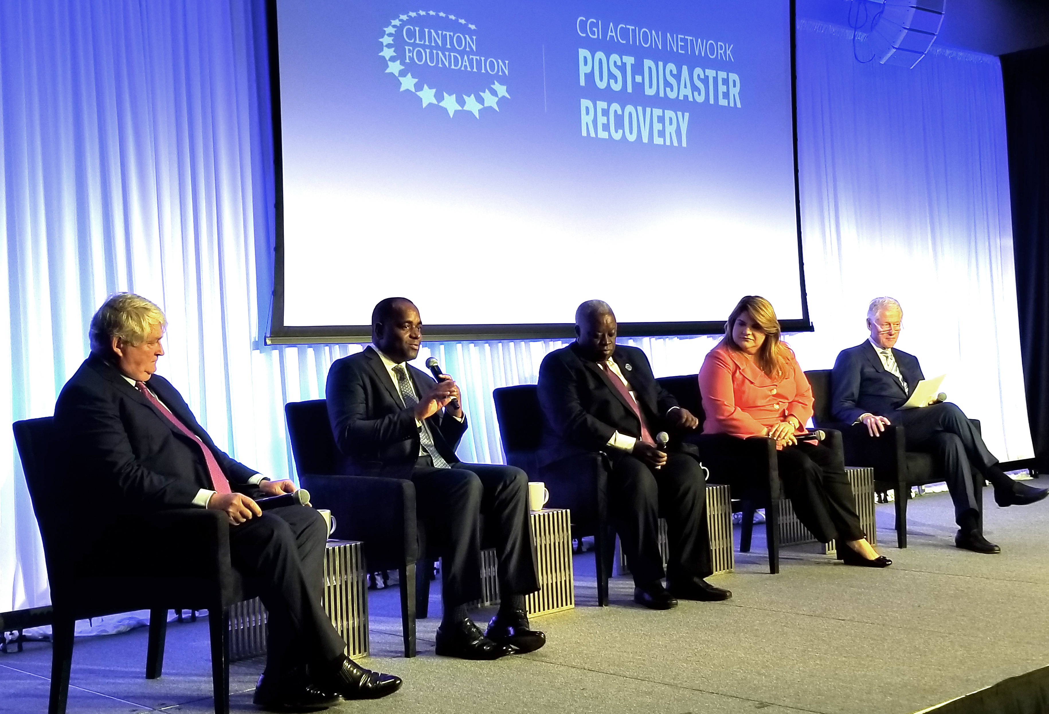 Prime Minister Roosevelt Skerrit of Dominica presenting during the Opening Plenary