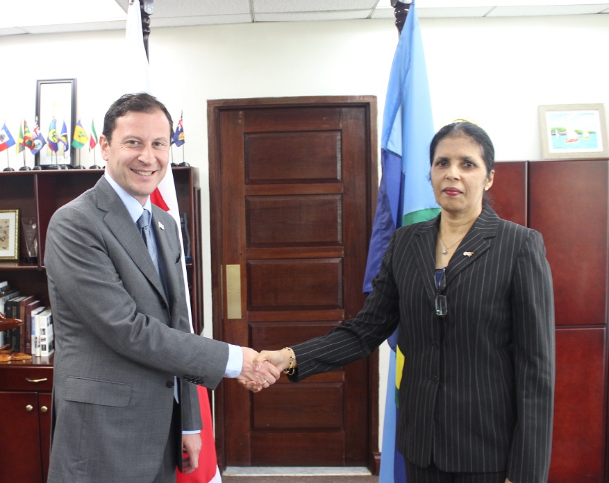 DSG Ambassador Manorma Soeknandan welcomes new Ambassador of Georgia HE David Solomonia