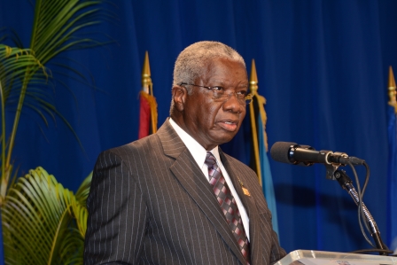 Prime Minister of Barbados, Freundel Stuart speaking at the opening ceremony of the 36th Regular Meeting of the Conference of Heads of Government of CARICOM.