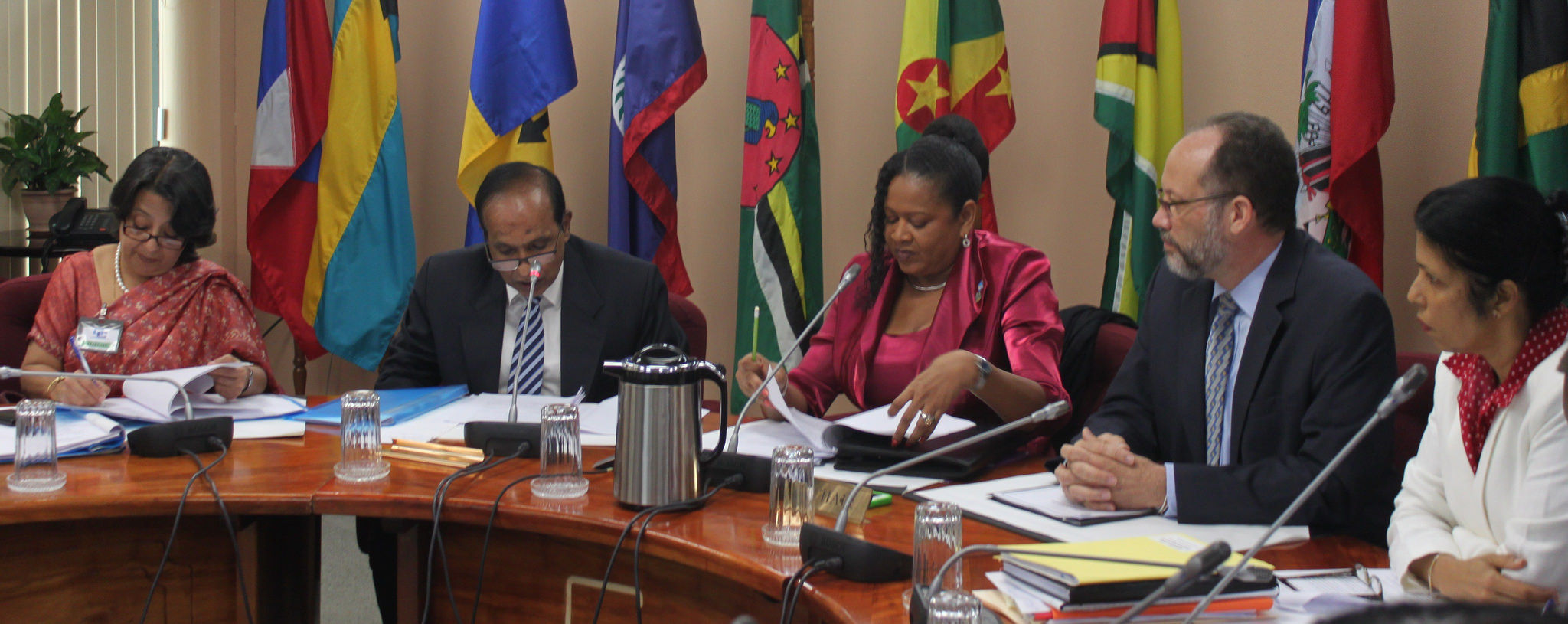 India&rsquo;s Vice Minister and Special Secretary of the Ministry of External Affairs of India, His Excellency Mr. R. Swaminathan (Second from left), addresses the opening ceremony of the inaugural meeting of the CARICOM-India Joint Commission.