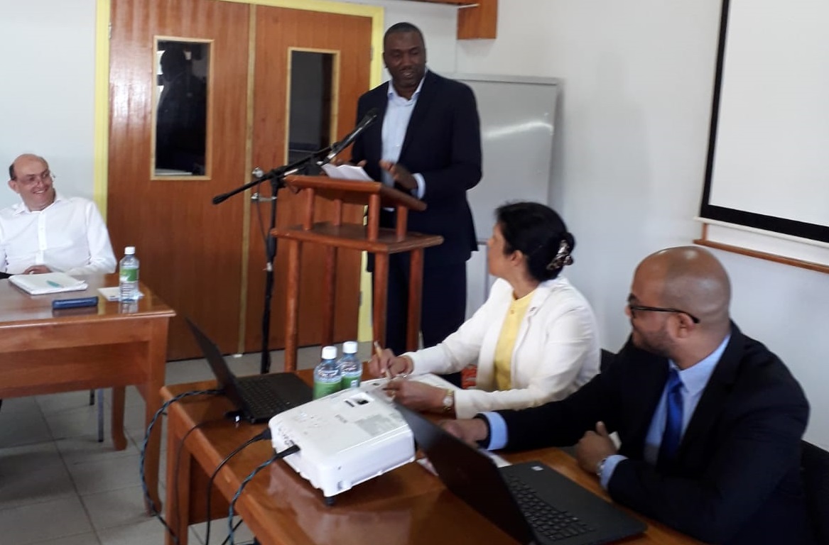 Montserrat's Premier Mr Donaldson Romeo presenting remarks
