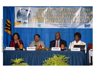 From L-R: Strategy Consultant, Dr. Camella Rhone; Senior Project Officer ICT4D, CARICOM Secretariat Ms. Jennifer Britton; Chairperson of the Regional ICT Steering Committee Mr. Kenneth Sylvester; and Deputy Chairman of the ICT Steering Committee, Dr.