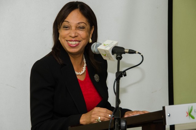 Photo: JIS Photographer Minister of State in the Ministry of Industry, Investment and Commerce, Hon. Sharon Ffolkes Abrahams, addressing a CARICOM Rapid Alert System for Information Exchange on Dangerous Goods (CARREX) sensitisation workshop on Frida