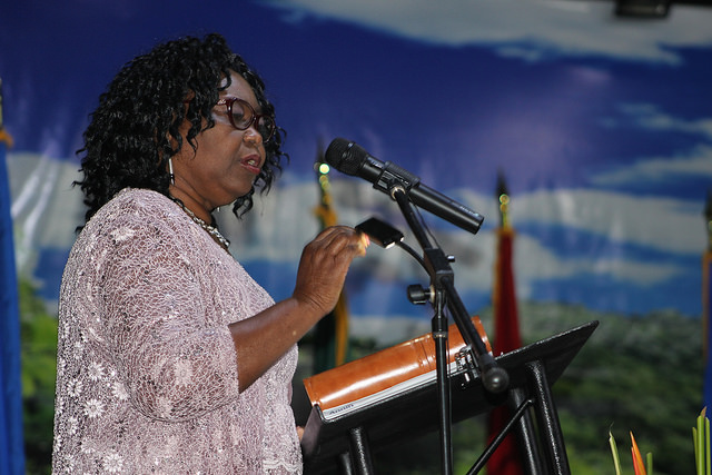 Ms. Shirley Pryce delivers her acceptance speech