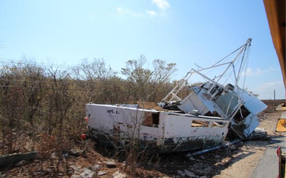 Damaged boat in The Bahamas following passage of Hurricane Joaquin (CMC photo)