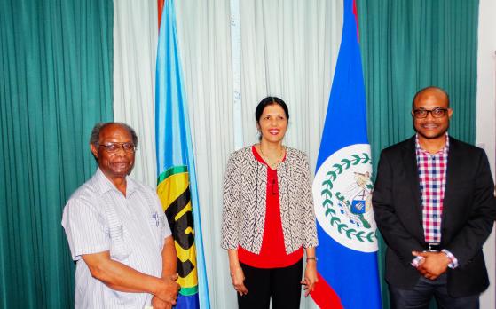 Dr. Kenrick Leslie, Executive Director, CCCCC; Ambassador Manorma P. Soeknandan, PhD., Deputy Secretary General of (CARICOM); and Craig Beresford, Director of Strategic Management at the CARICOM Secretariat.