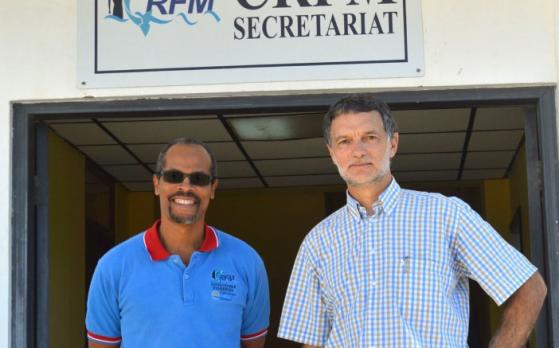 Milton Haughton, CRFM Executive Director (left), and Marc Taconet, Chief of the Statistics and Information Branch of the Fisheries and Aquaculture Policy and Economics Division, FAO (Photo via CRFM)